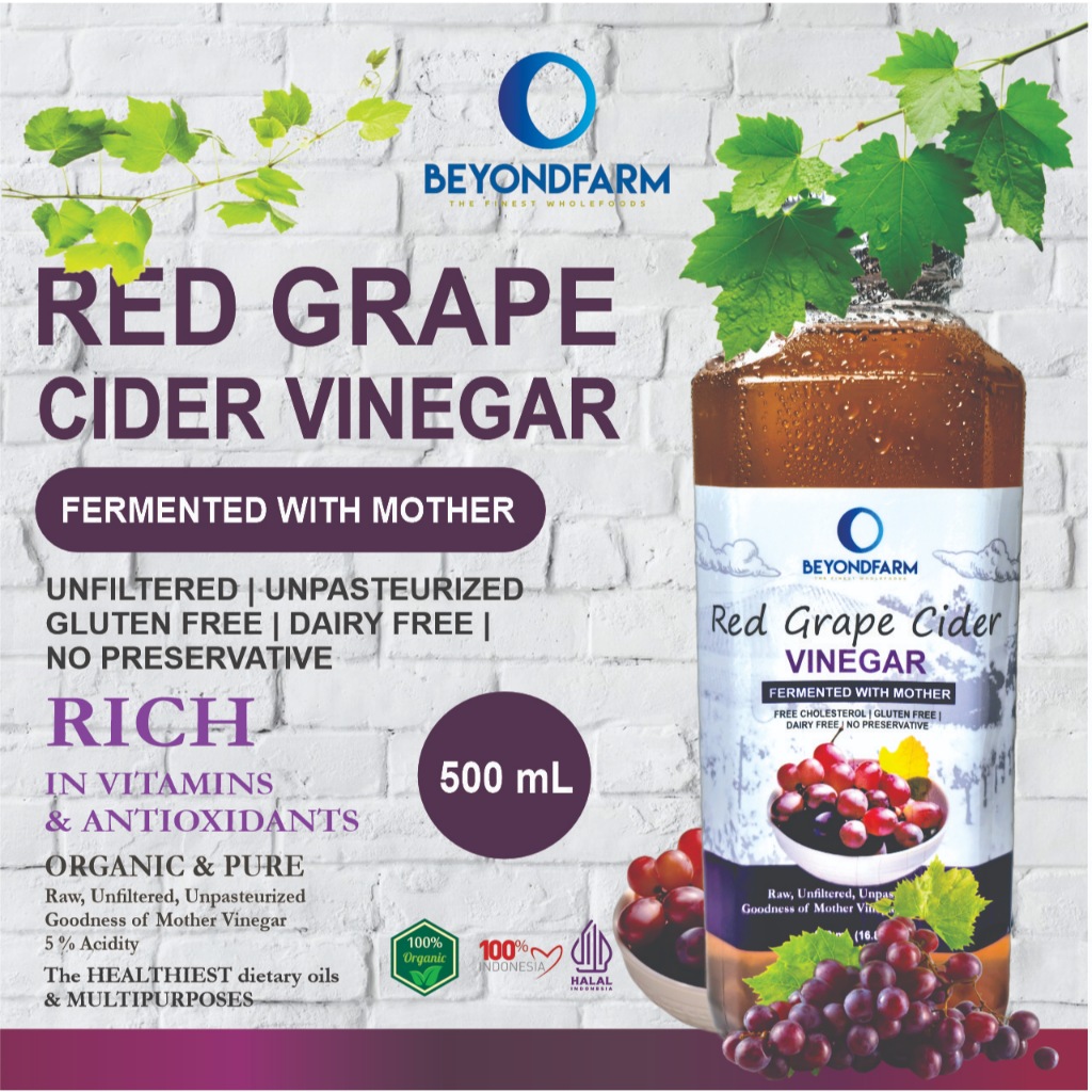 

BEYONDFARM Cuka Anggur Vinegar 500ml dengan Endapan Probiotik / Grape Cider Vinegar 500ml with Mother