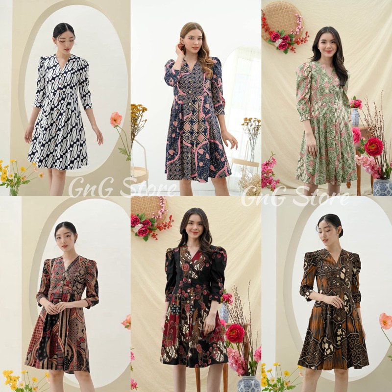 Dress Batik 308 Series/ Batik Wanita Modern/ Dress Panjang/ Seragam Batik/ Couple Batik