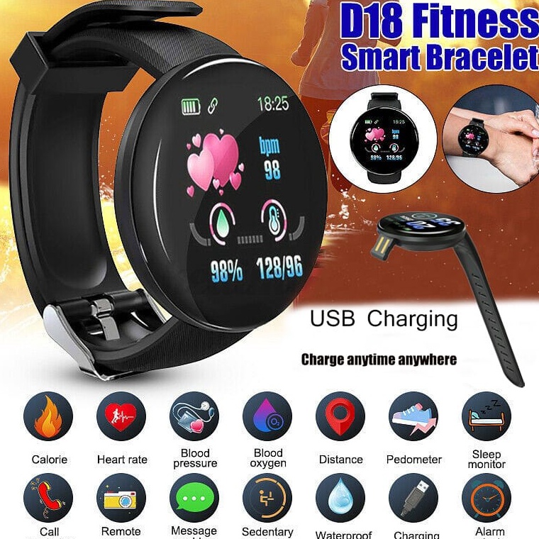 JtA SMARTWATCH D18S BRACELET  JAM TANGAN DIGITAL SMARTBAND