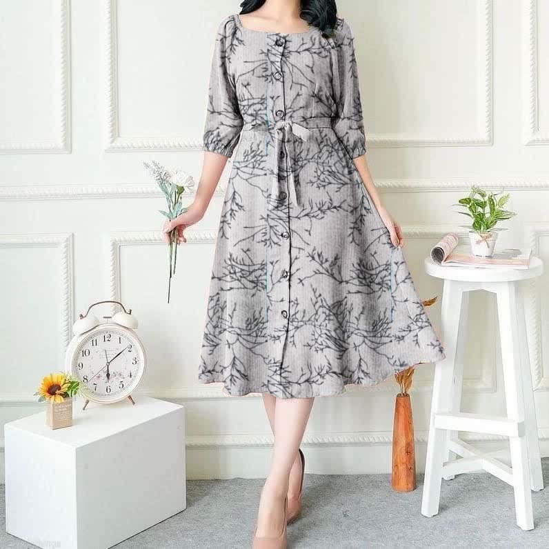 Dster Batik 2026 Drwess Bahan Tebal Gaung Resleting Bumil Dstr Busui Frendly Gaun Santai Rayon Motif