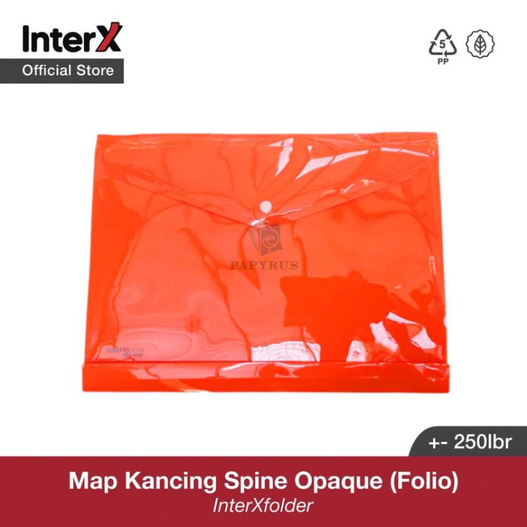 

MAP PLASTIK KANCING / MAP KANCING PUNGGUNG / DOCUMENT BAG / MAP KANCING FOLIO INTER-X DBX500F ORANGE