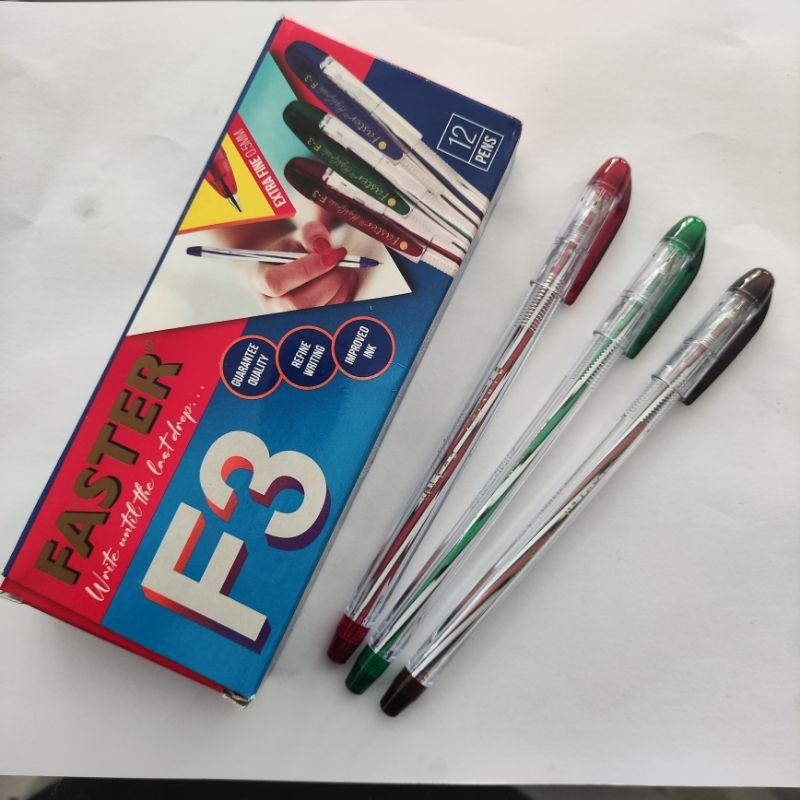 

(1 pak) Faster Ballpoint / Pulpen / Bolpen F3, 0.5mm Black