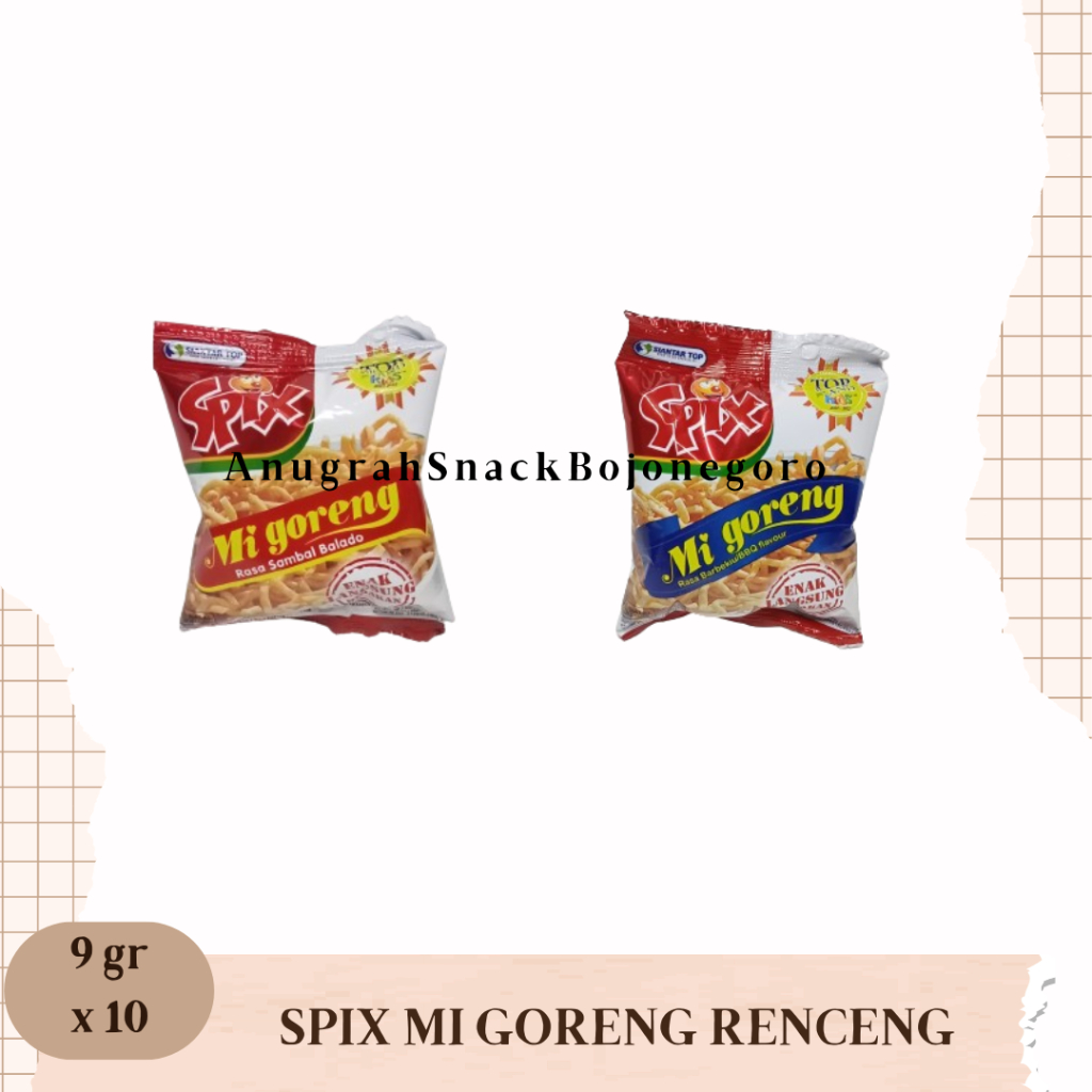 

Spix Mi Goreng Renceng 9gr x 10 (Sambal Balado / Barbekiu)