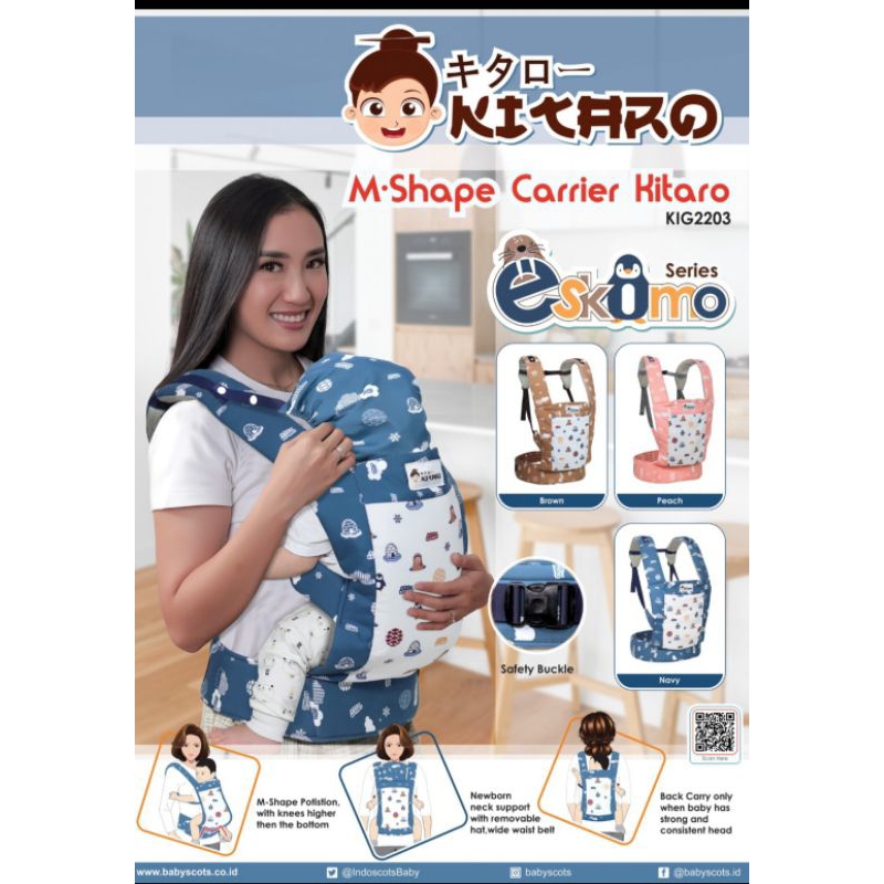 Gendongan m-shape carier kitaro eskimo baby scots/gendongan baby baby scots free plastik mika
