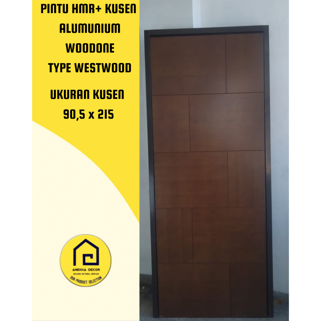 Pintu Kamar Kayu HMR Woodone Type WESTWOOD + Set Kusen Alumunium