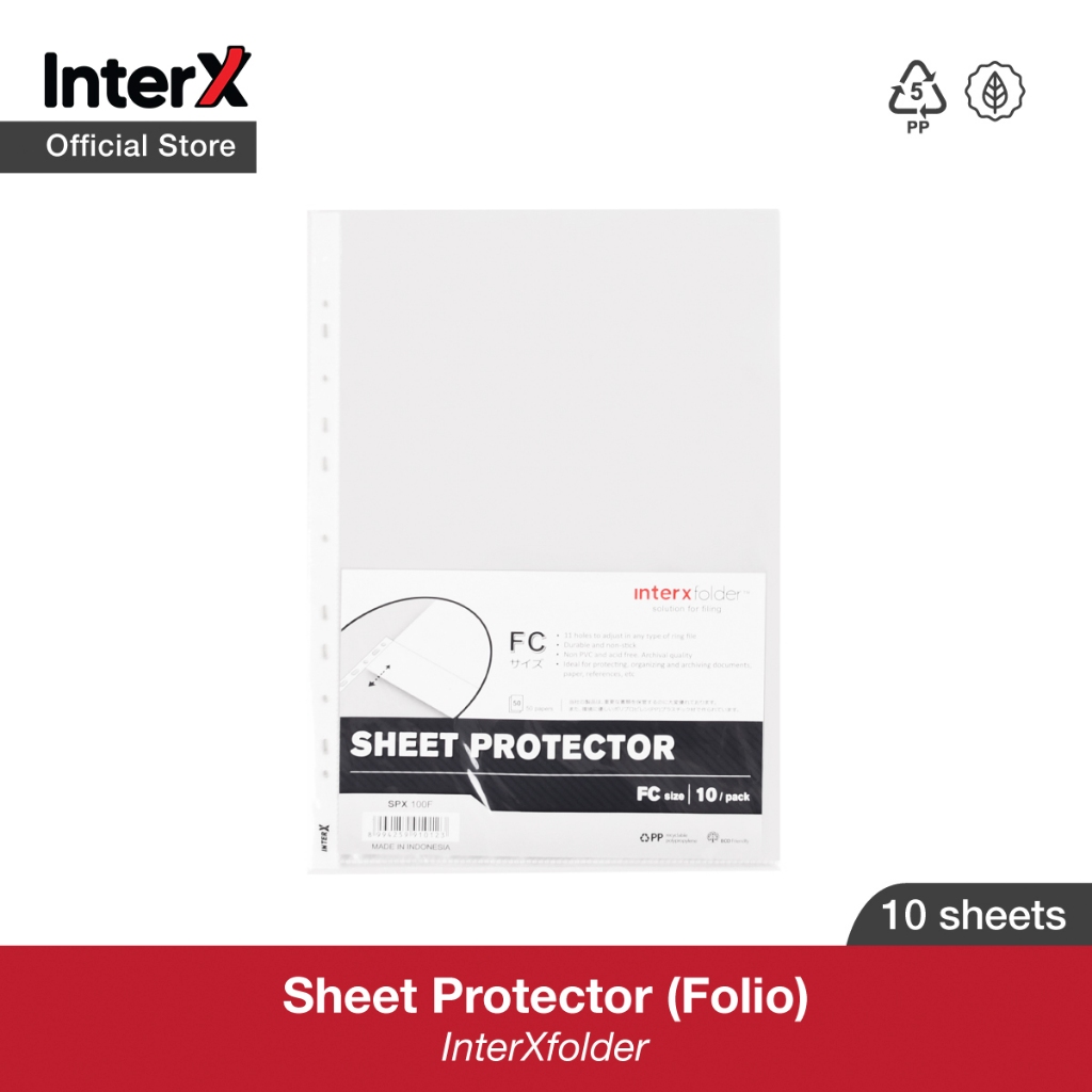 

InterX Folder Sheet Protector F4 - PP Pocket Pelindung Kertas Transparan Bening