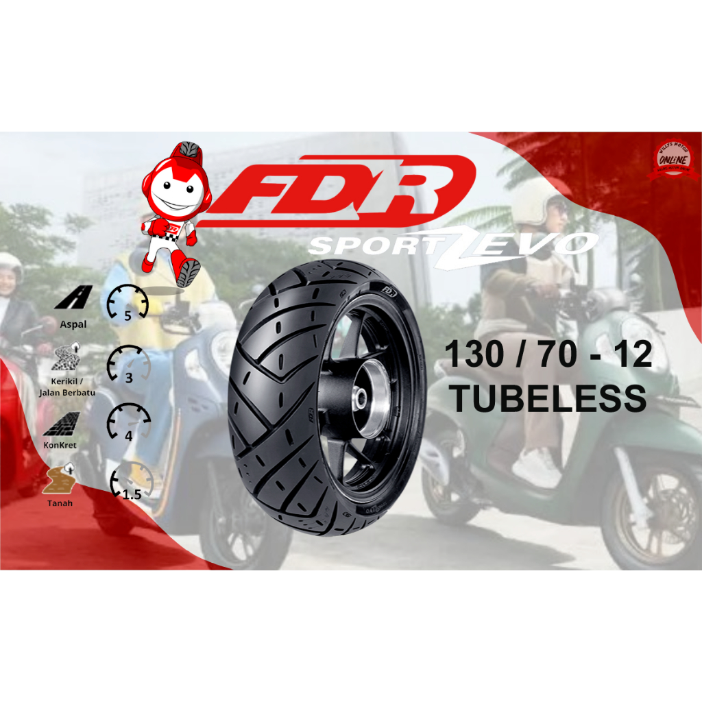 Ban FDR 130/70-12 Sport Zevo TUBELES / Ban matic ring 12