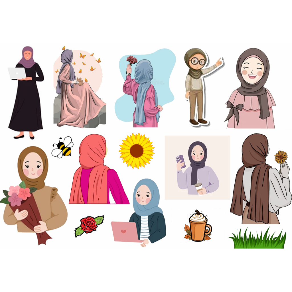 

Stiker Hijab Girl / Stiker Scrapbook / Stiker Journaling / Stiker Buku / Stiker Lucu