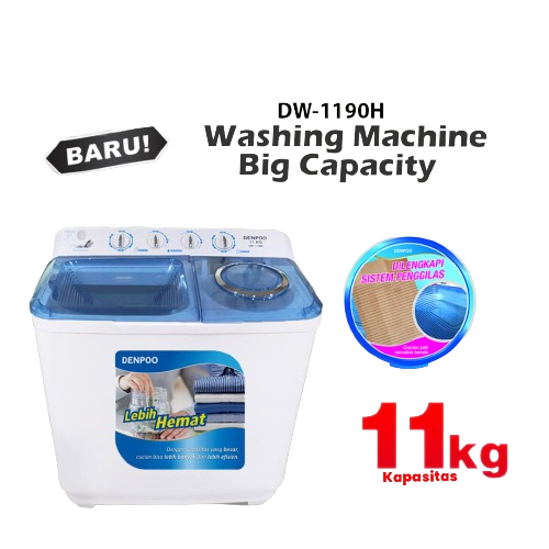 Mesin Cuci 2 Tabung DENPOO KAPASITAS 11 KG NEW