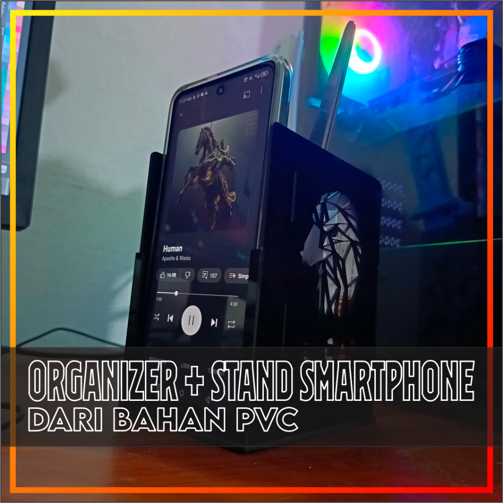 

Rak Pulpen/Tempat Pensil/Pulpen/Alat Kantor dengan Stand Smartphone/HP dari Bahan Akrilik