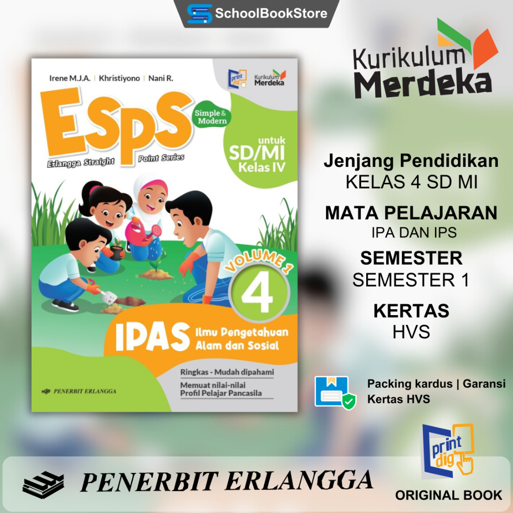 BUKU IPA IPS KELAS 4 SD KURIKULUM MERDEKA PENERBIT ERLANGGA