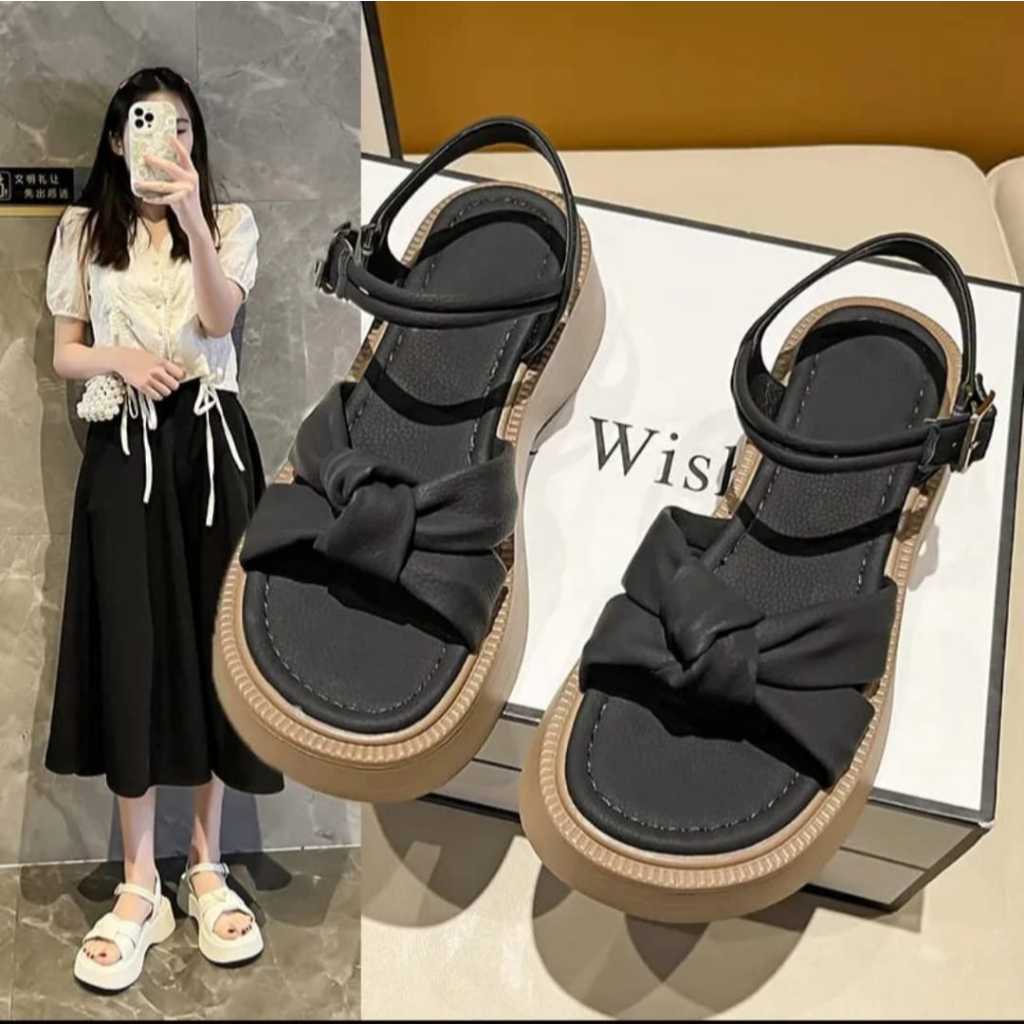Sandal Wedges Wanita Terbaru Sandal Wedges Wanita Tali Belakang Kekinian