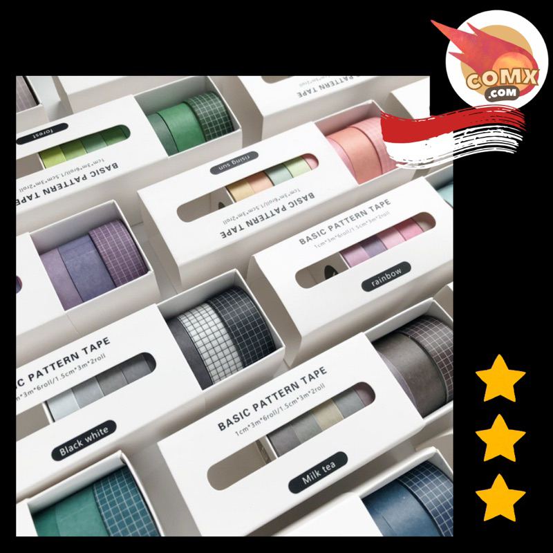 

COMX Mohamm 8pcs Tape/Selotip Washi Warna Polos Untuk Dekorasi Scrapbook/Sekolah