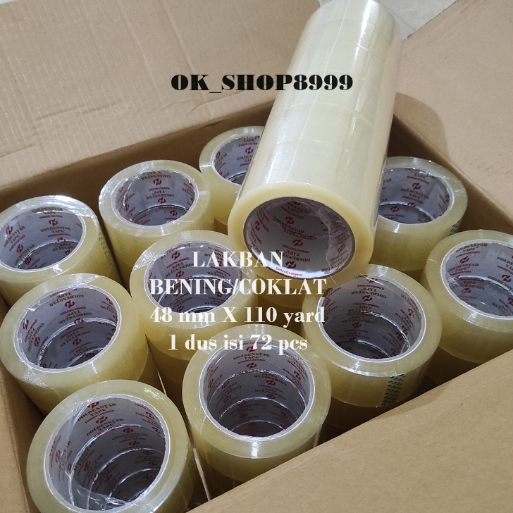 

1 BOX LAKBAN BENING DAN COKLAT Golden Star Tape / Nawa Tape UK 48 MM X 110 YARD HARGA TERMURAH