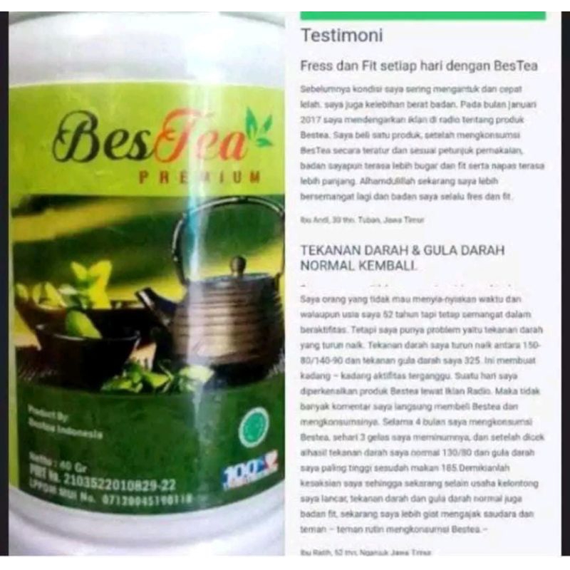 

Bestea Teh Hitam 40gram Herbal Pelarut Kolesterol Dan Asam Urat