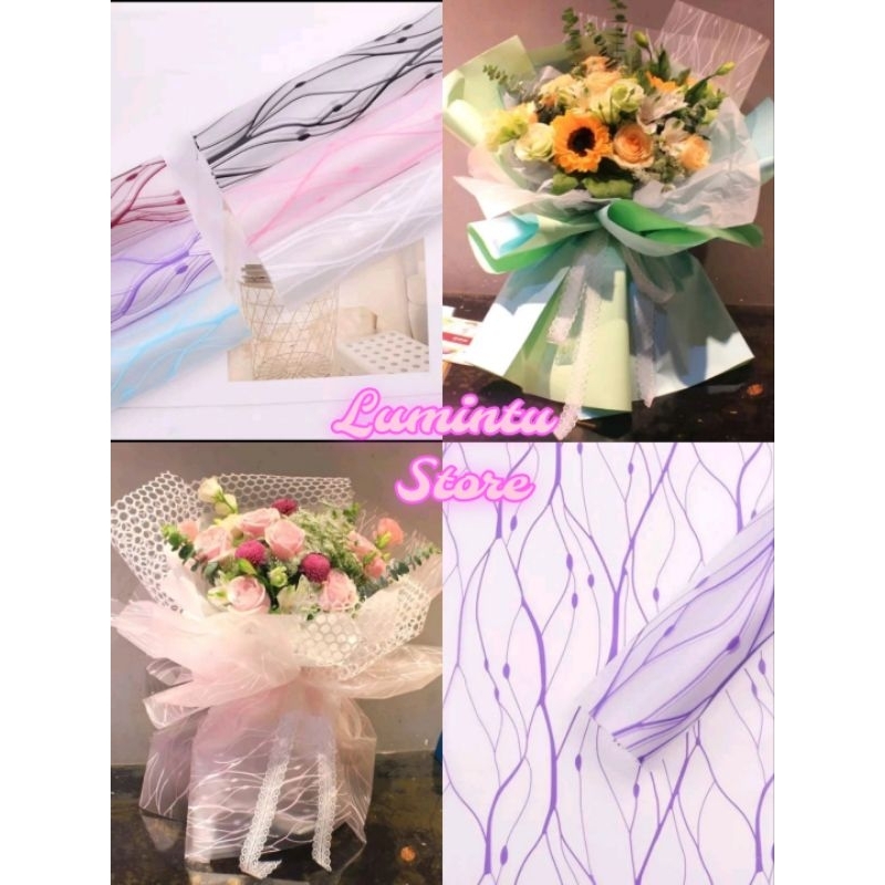 

Kertas Buket Per lembar Free Packing Korea Neuron Flower Cellophane Kertas Buket Motif Gelombang Kertas Buket Waterproof