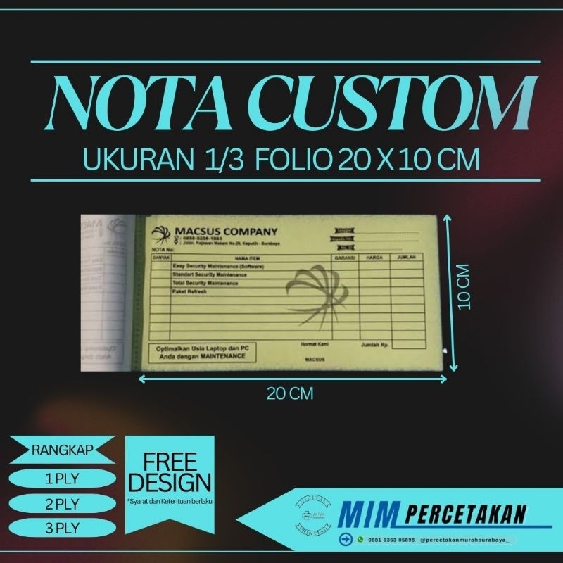 

CETAK NOTA CUSTOM/NOTA TOKO/NOTA OLSHOP,FREE DESAIN
