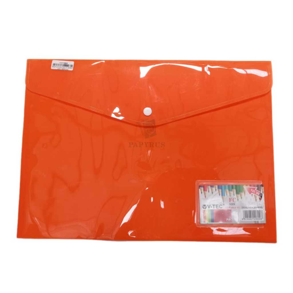 

MAP PLASTIK KANCING / MAP KANCING PUNGGUNG / DOCUMENT BAG / MAP KANCING FOLIO V-TEC CB809 ORANGE