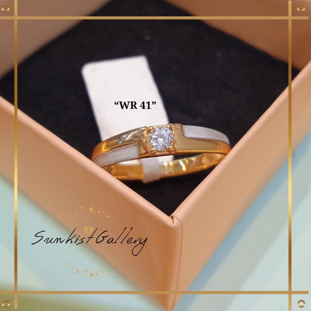 CINCIN KAWIN/NIKAH COUPLE EMAS ASLI KADAR MUDA 8K/375 SIMPLE TERBARU KODE WR 41