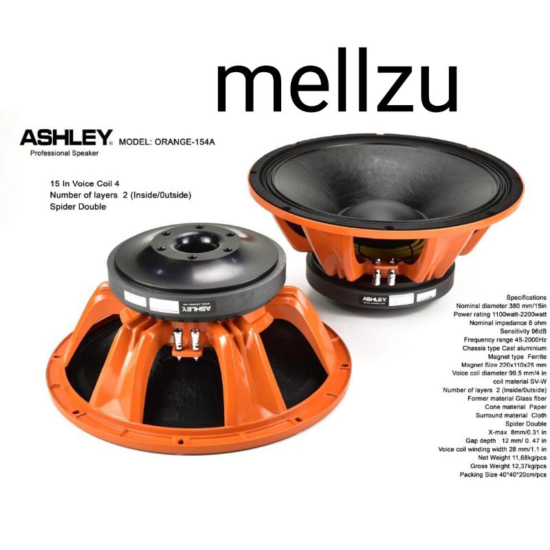 Speaker Component Ashley Orange 154 A Original 15 inch Orange 154A
