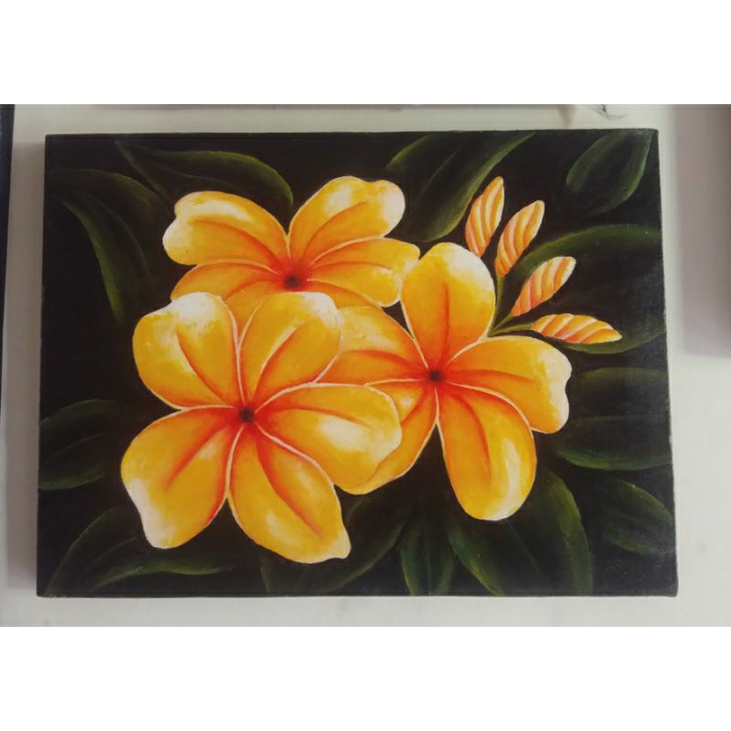 Lukisan Bunga kamboja 30 x 40 cm, Lukisan asli, lukisan original, Lukisan pemandangan alam, Lukisan 