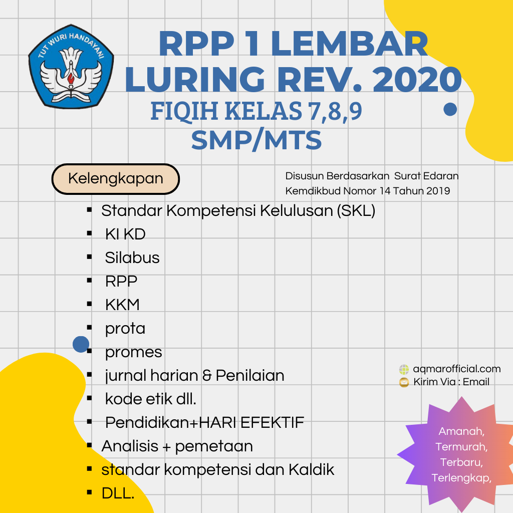 RPP 1 LEMBAR FIQIH KELAS 7,8,9 SMP/MTS KURIKULUM 2013