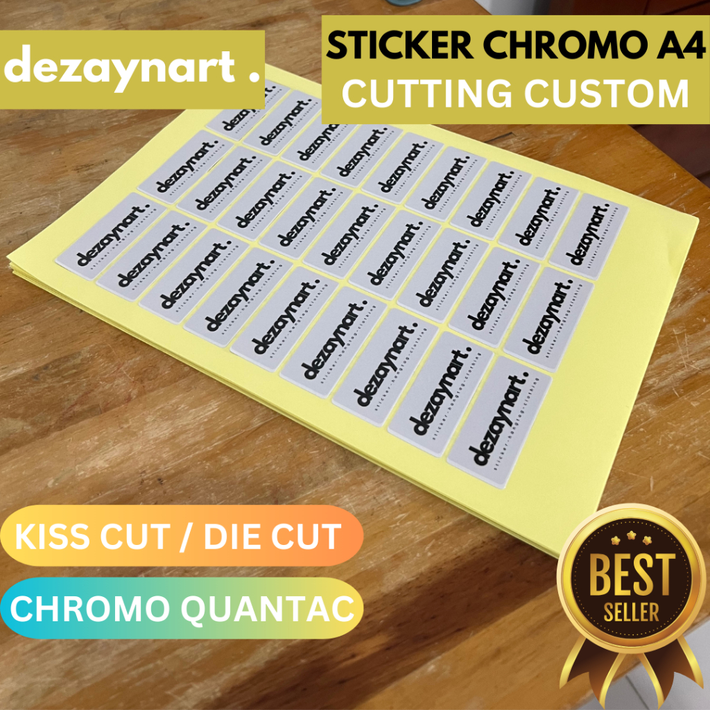 

Cetak Stiker Label Chromo Quantac A4+ Rounded Kiss Cut & Die Cut | Laminasi Doff - GROSIR!