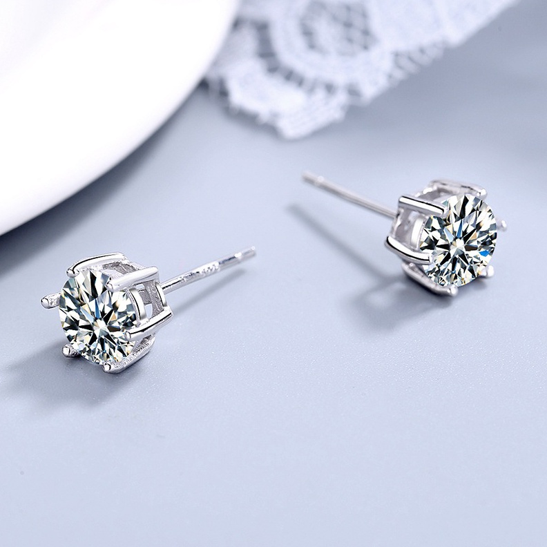 ART L65B Anting Moissanite Anting Titanium Pria Wanita Anting Perak Asli 925 Anting Emas Putih Cowok