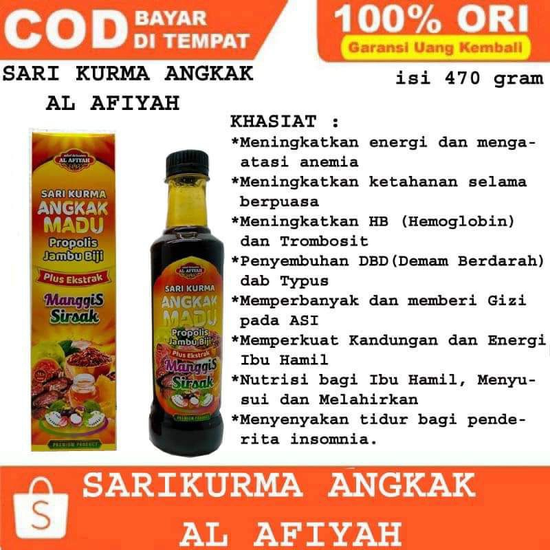 

SARI KURMA ANGKAK MADU JAMBU BIJI PLUS EKSTRAK MANGGIS SIRSAK AL AFIYAH