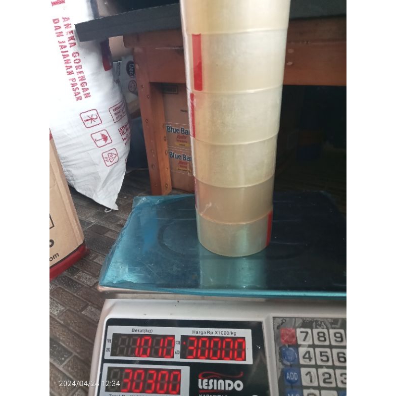 

Lakban, bening,48..Kiloan,6, Roll =,satu,kilo,Anget