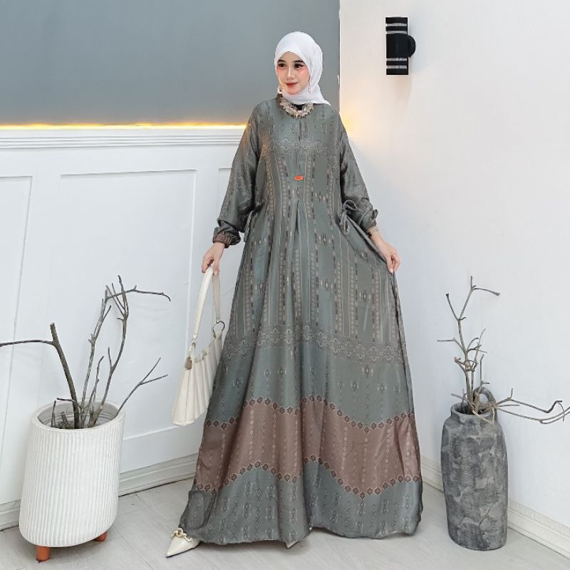gamis klok ITALIAN SILK tali samping