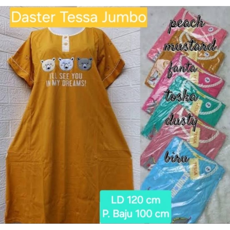 Daster Ukuran JUMBO TESSA  wanita dewasa/baju tidur/bahan kaos premium. Lengan pendek dan panjang da