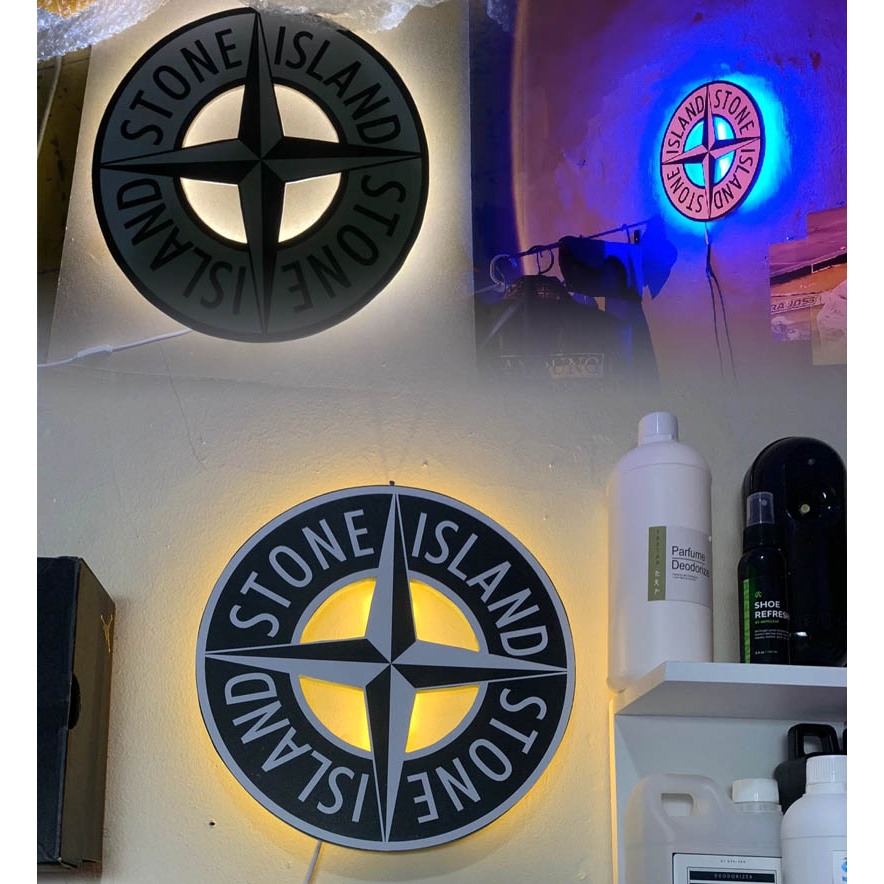 Lampu Tidur Dekorasi Hiasan Dinding kamar cowok Logo Stone Island Lampu tidur hiasan dinding