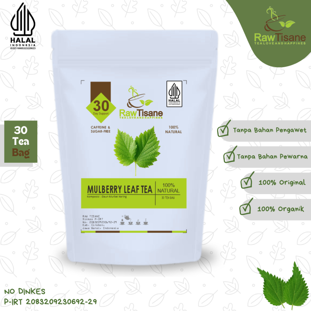 

RAW TISANE Mulberry Leaf Tea : Teh Celup Daun Murbei All Varian Isi 30 Tea Bag