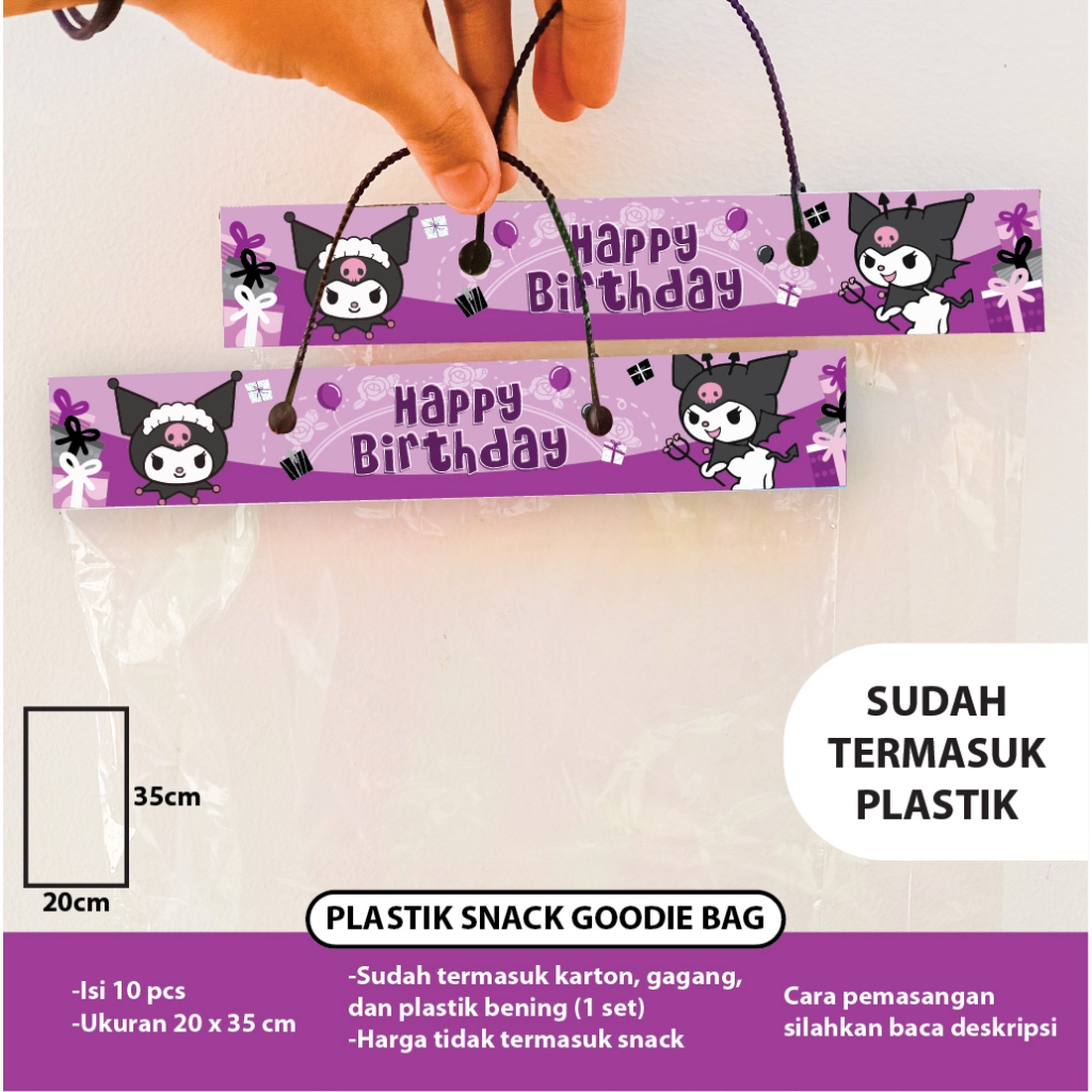 

PLASTIK SNACK KUROMI UNGU GOODIE BAG ULANG TAHUN ULTAH ANAK HAPPY BIRTHDAY BINGKISAN CHIKI TAS PLASTIK BALON LATEX UNDANGAN CINAMOROLL PLASTIK SNACK MY MELODY GOODIE BAG BUNGKUS CHIKI BANNER DEKOR HIASAN HBD TULISAN