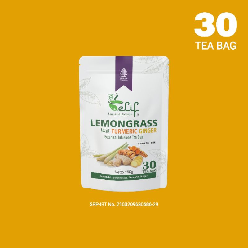 

ELIF TEA AND TISANE Lemongrass Turmeric Ginger Tea | JSR Teh Serai Kunyit Jahe | 30 Tea Bag