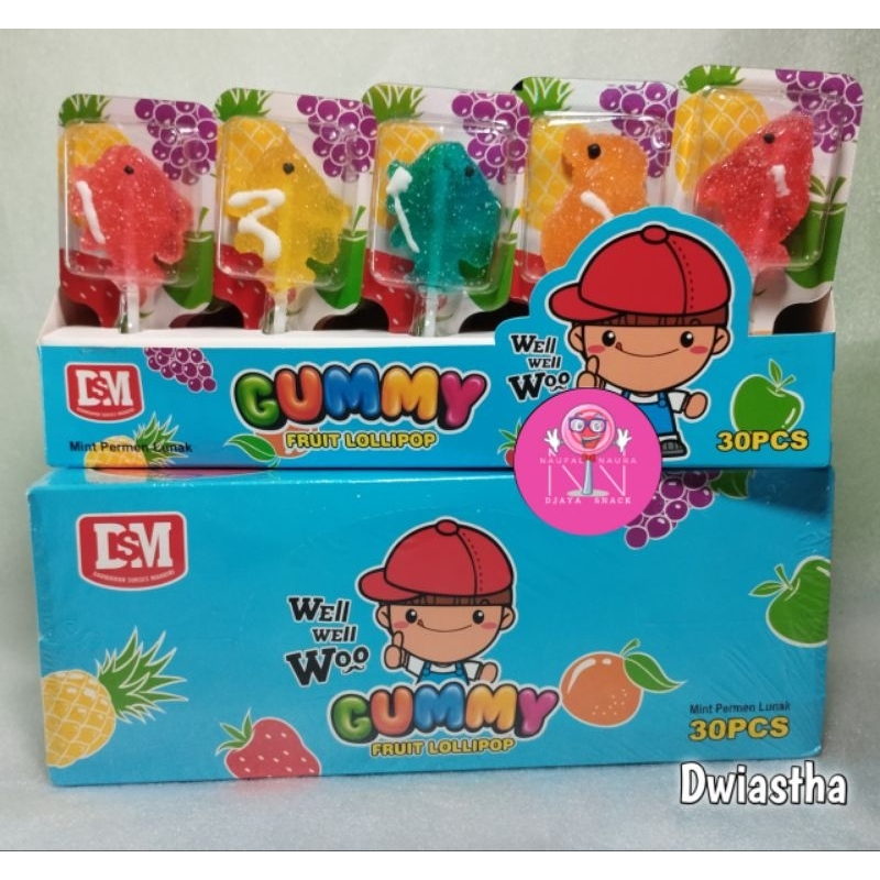 

DSM PERMEN GUMMY FRUIT LOLLIPOP 1 PAK ISI 30PCS