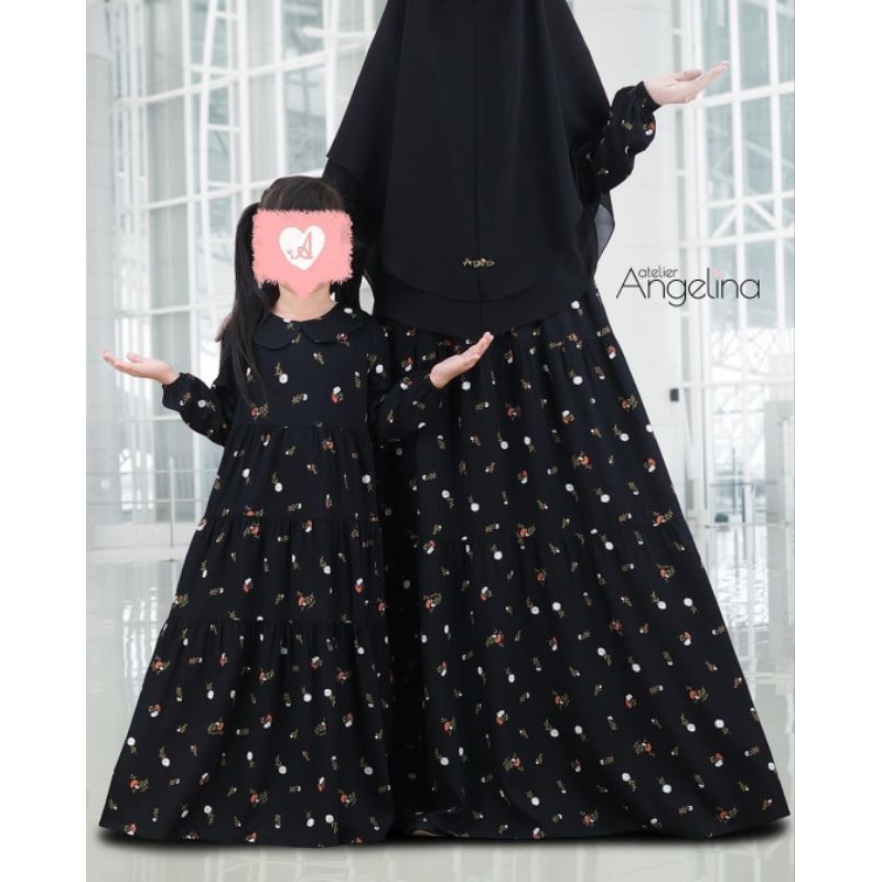 BELLA DRESS & LITTLE BELLA DAISY FIORE BLACK by Atelier Angelina