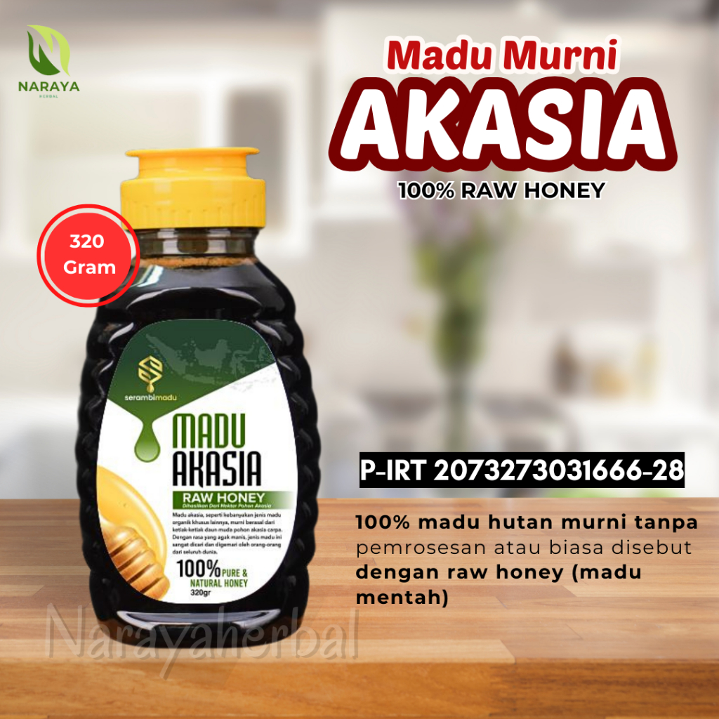 

Madu Murni RAW HONEY Madu Hutan Nektar AKASIA Kemasan 320 gram 500 gram