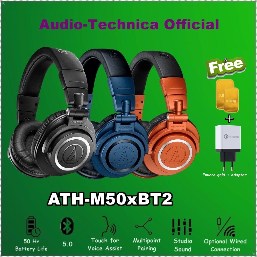 Audio Technica ATH-M50XBT Wireless Over Ear Headphone ATH M50X BT BT2 M50XBT2