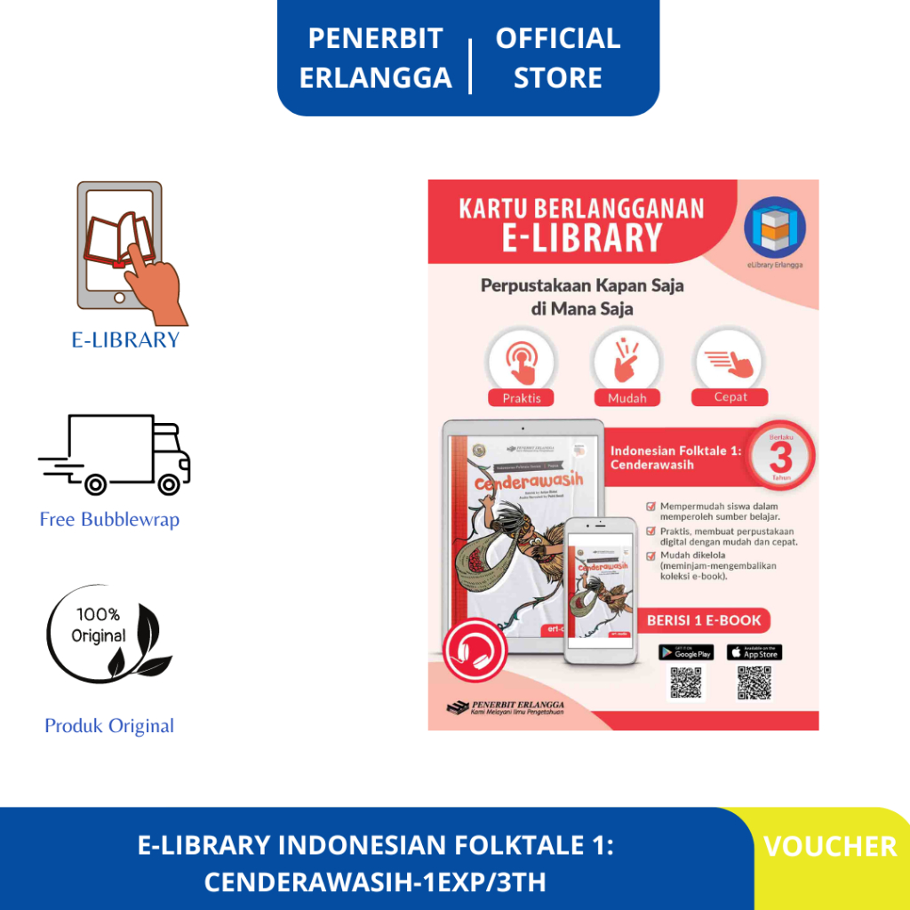 [Erlangga Official] Buku E-Library Indonesian Folktale 1: Cenderawasih Masa Aktif 3 Tahun