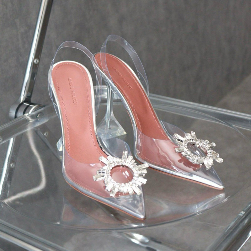 Original Amina Muaddi Begum 95mm Glass Sling in PVC