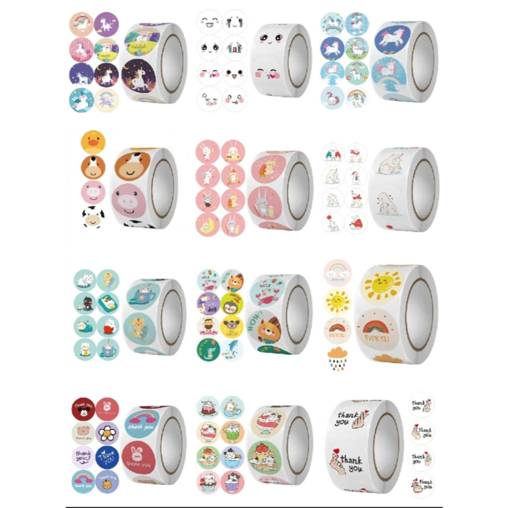 

Stiker Roll 500pcs Stiker lucu thank you
