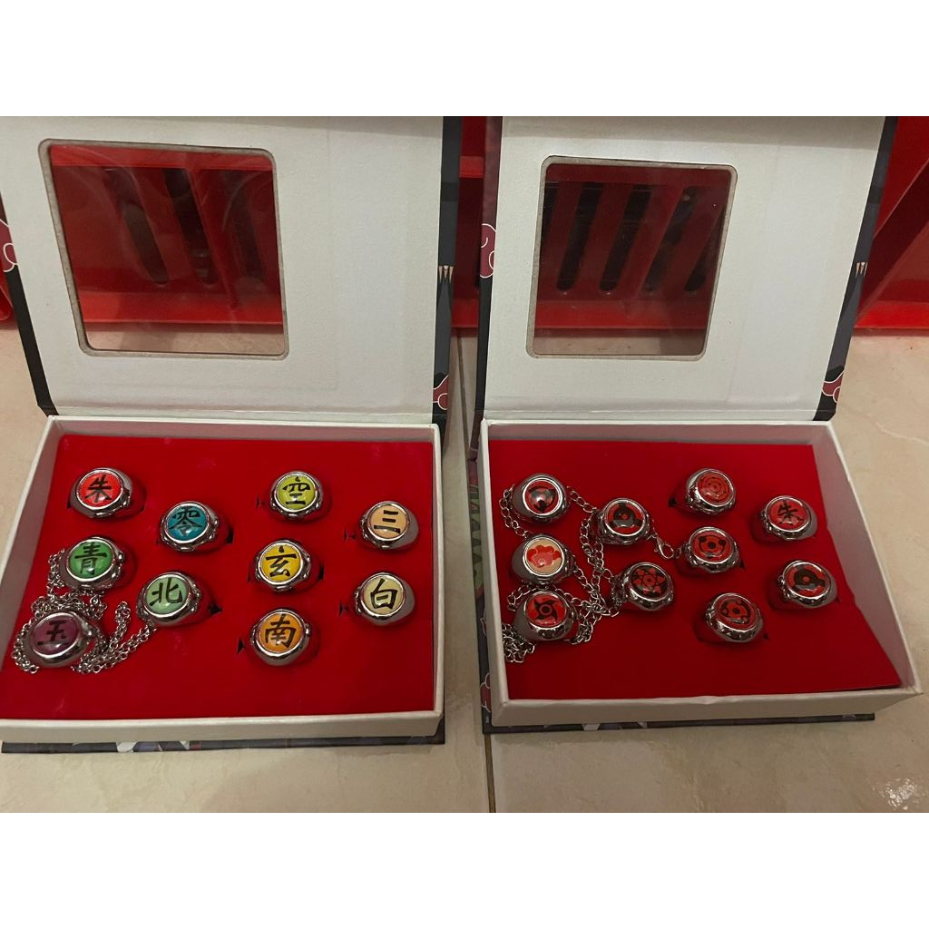 Cincin Akatsuki Set Cincin Naruto Cincin Sharingan Figure Akatsuki Ring Figure Sharingan New BARU