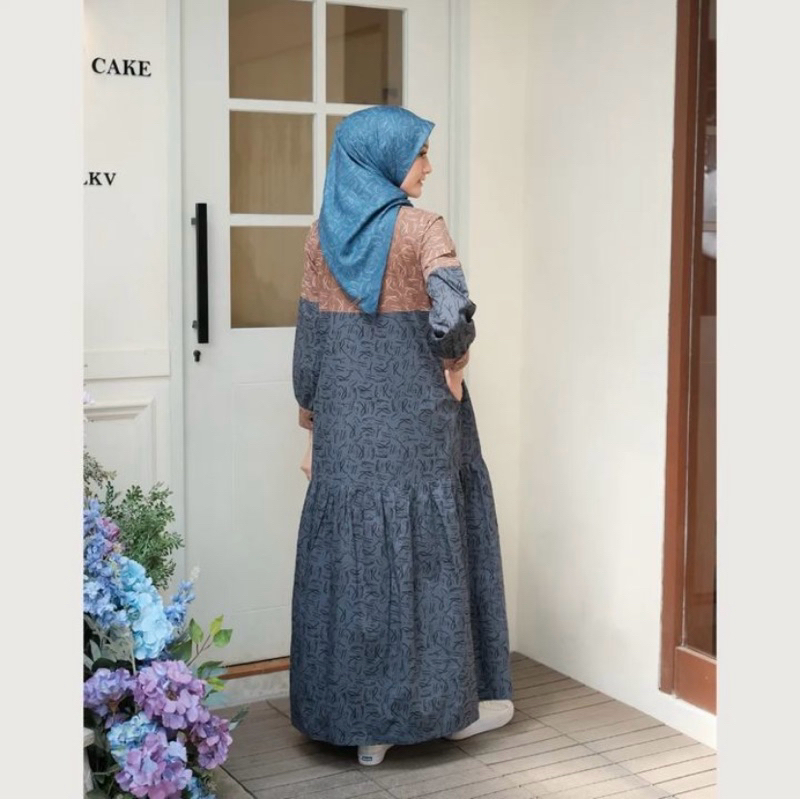KORINA SALWA DRESS DENIM BROWN SIZE LXL DAN XXL