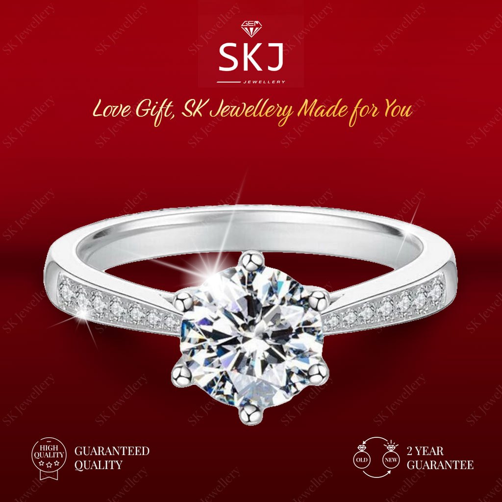 SK Jewellery - Garansi 2 Tahun  -  Cincin couple pasangan kawin 1 Carat Perhiasan Lapis Emas  18K  i