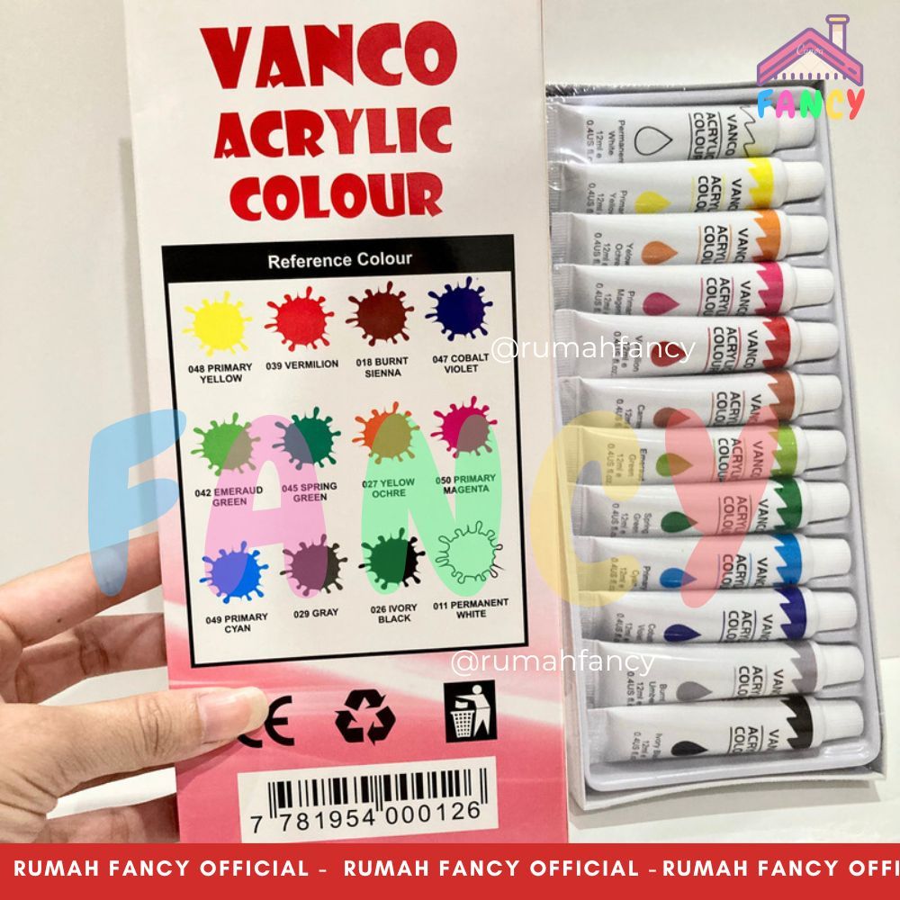 

[1PAK] ISI 12 PCS WARNA Cat Acrylic VANCO CA-120 12 ml / Cat Acrylic Color / Cat Poster Vanco / Cat Minyak / Cat Air untuk Merwanai Canvas Melukis