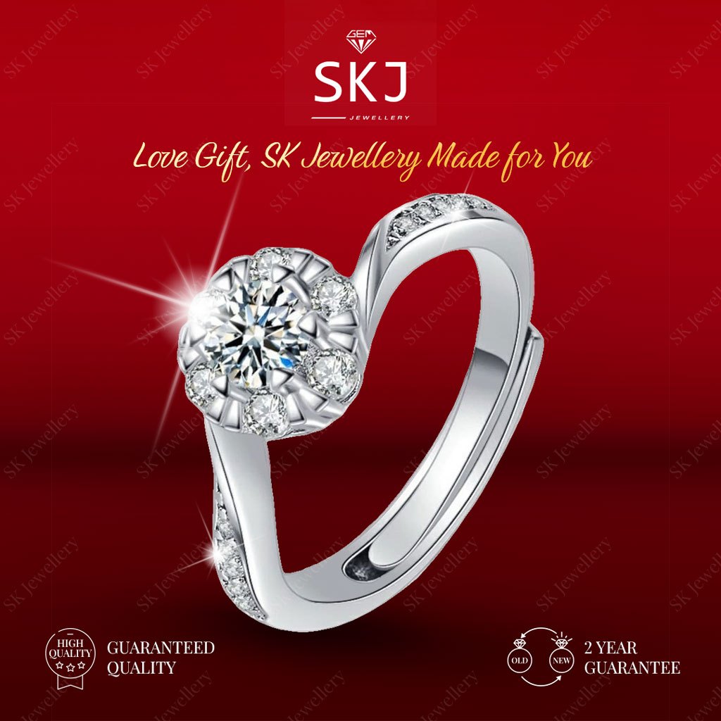 SK Jewellery - Garansi 2 Tahun  -  Cincin  Berlian Wanita Jewellery Wedding   Nikah Kawin 1 Carat Pe