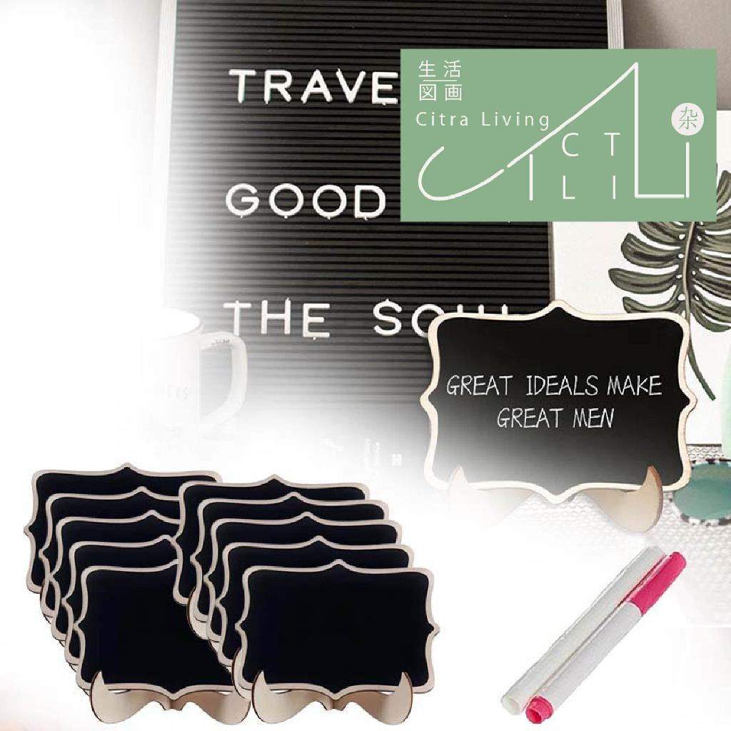 

10pcs Papan Tulis Kapur Kecil + 2 pena / Papan Reserved Mini Chalkboard Papan Kapur Menu Cafe