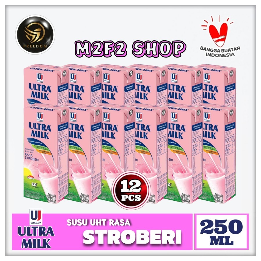 

Susu Ultra Milk Rasa Stroberi Kotak UHT | Strawberry - 250 ml (Kemasan 12 Pcs)